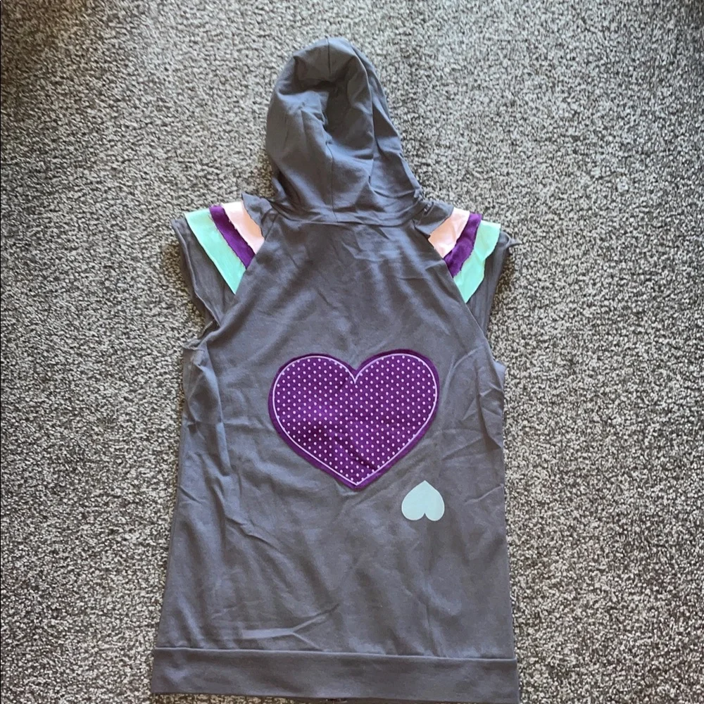 Delia’s Vintage Y2K Junior’s Zip Up Hoodie Vest Grey/Purple Size Medium - Picture 2 of 9